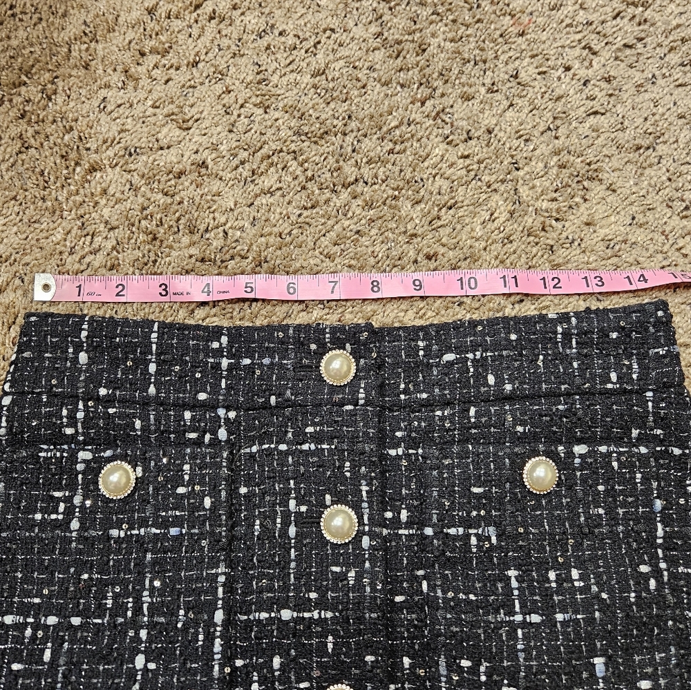 Kate Spade New York 6 Embellished Tweed Skirt Black Silver - Picture 7 of 14